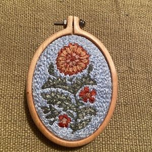 Hand Embroidered Flower Brooch